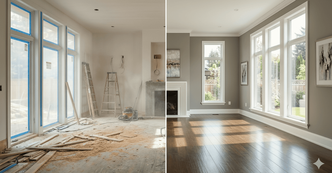 New Home Construction Cleaning Before and After